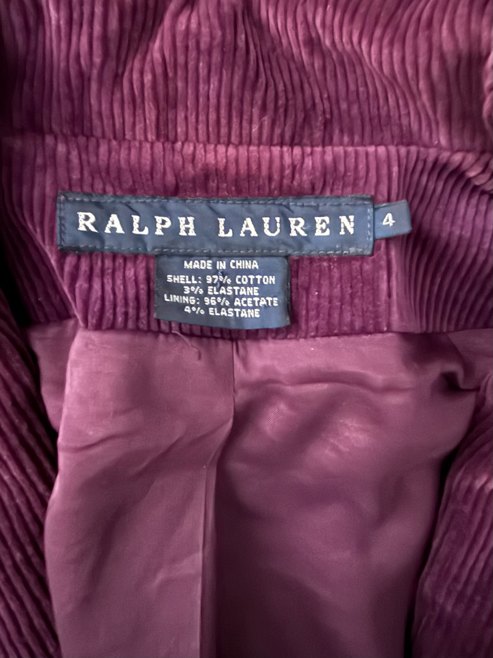 Ralph Lauren Deep Plum Corduroy Blazer Jacket Beautiful! - Picture 2 of 9